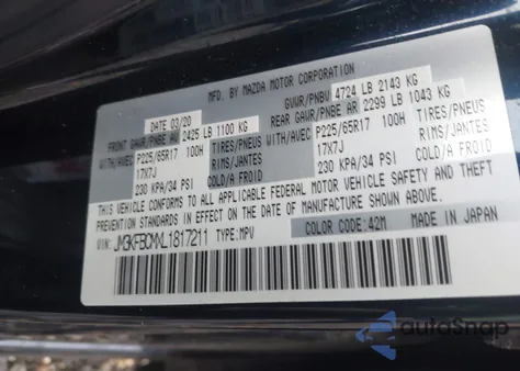 2020 Mazda Cx-5 Touring z USA, uszkodzony, nr VIN JM3KFBCMXL1817211